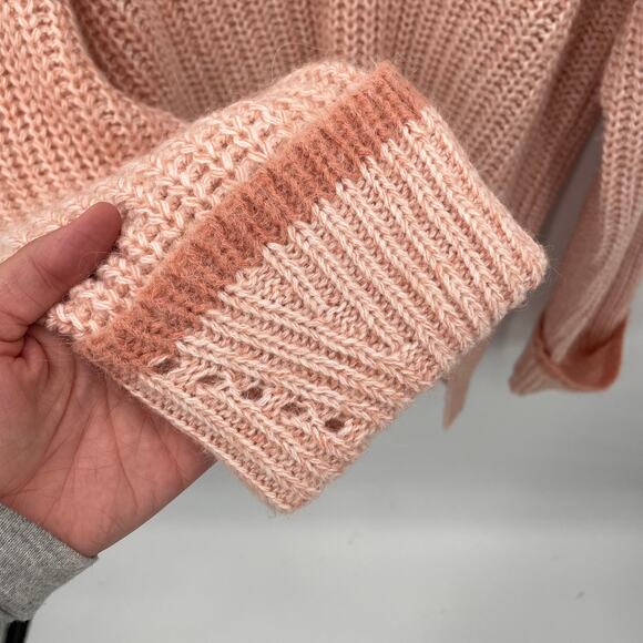 JOIE Nebi Marled Alpaca Wool Blend Pink V-Neck Sweater // S - Picture 8 of 11